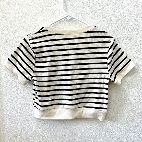 Crop Waffle Knit Stripe Tee - XL - Picture 2 of 4